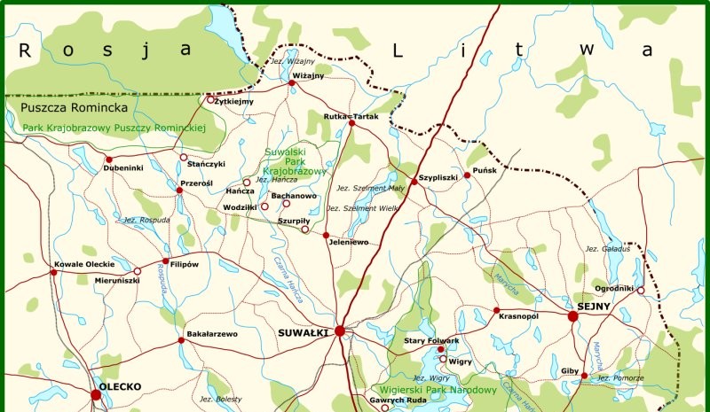 Suwalszczyzna mapa - Autor: Wulfstan (Wikipedia)