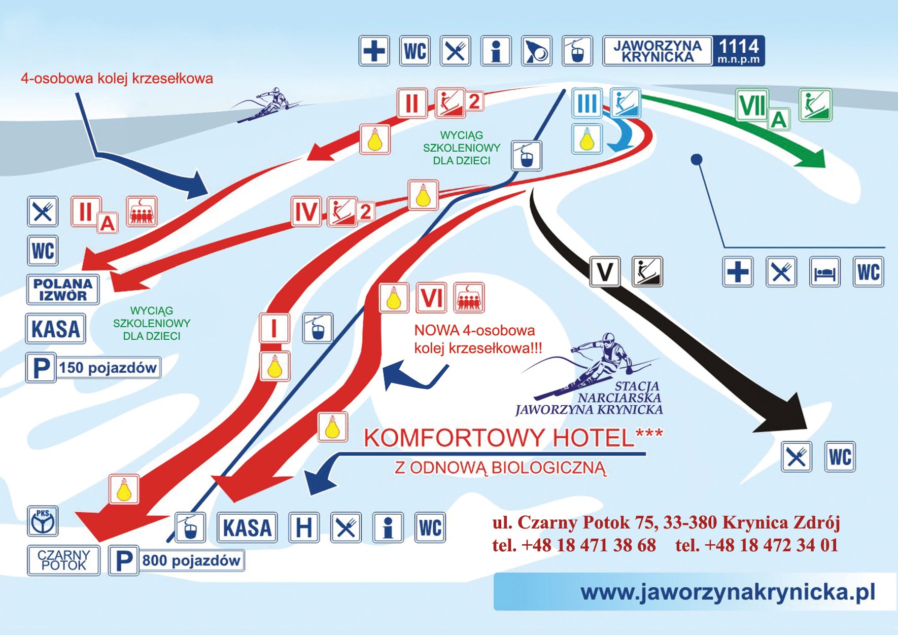 Mapa Tras Jaworzyna Krynicka 