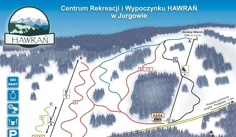 Hawrań Jurgów mapa tras