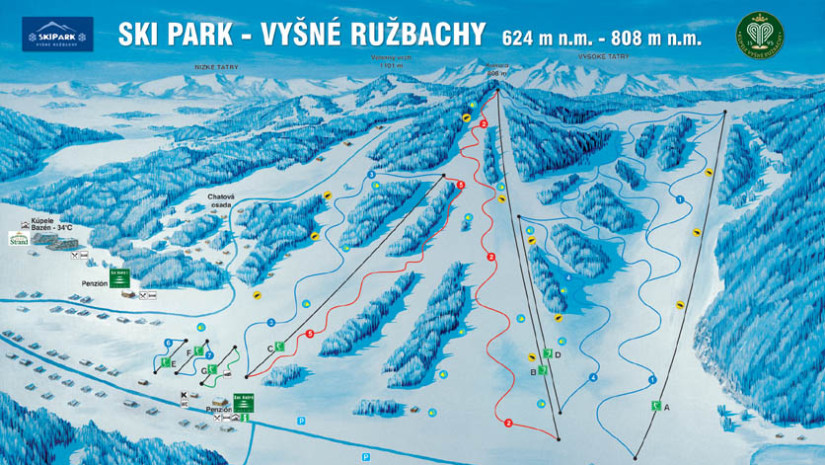 Vysne Ruzbachy - mapa stoku