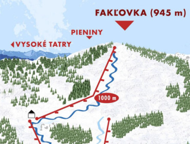 Mapa wyciągów na szczyt Fakl'ovka