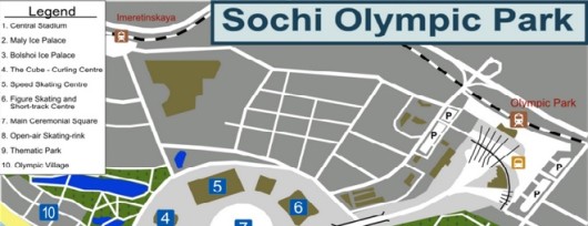 Mapka miasteczka olimpijskiego w Soczi