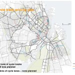 Aktualne i planowane ścieżki rowerowe na mapie Kopenhagi. Źródło: www.kk.dk