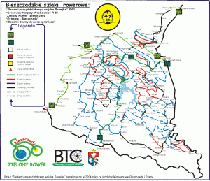 Mapa rowerowa po Bieszczadach